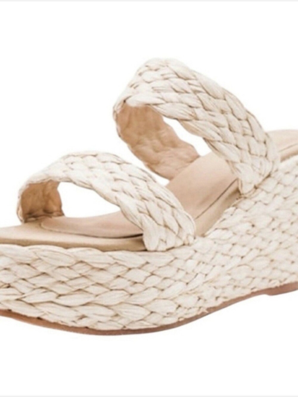 Kaanas Beige Raffia Tenerife Wedge Sandal Size 9 Medium NWT